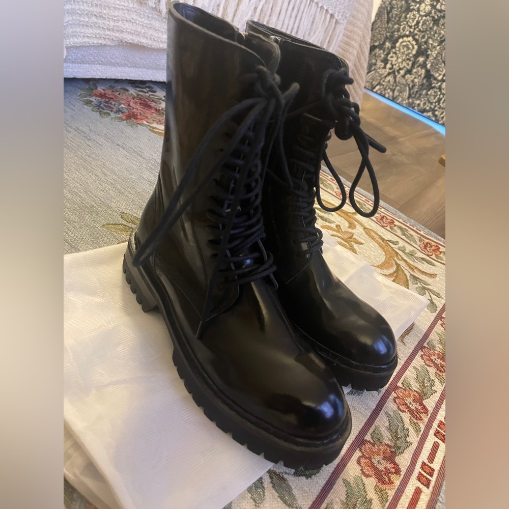 Ann Demeulemeester Black Lace-Up Combat Boots Size 6 - Picture 4 of 7